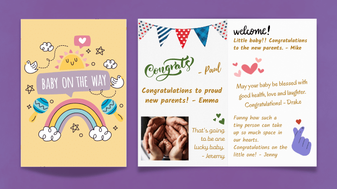 New Baby wishes group card messages