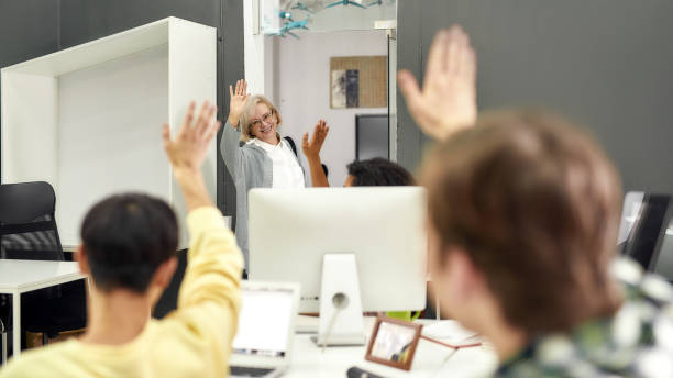 Office farewell scene with employee leaving
