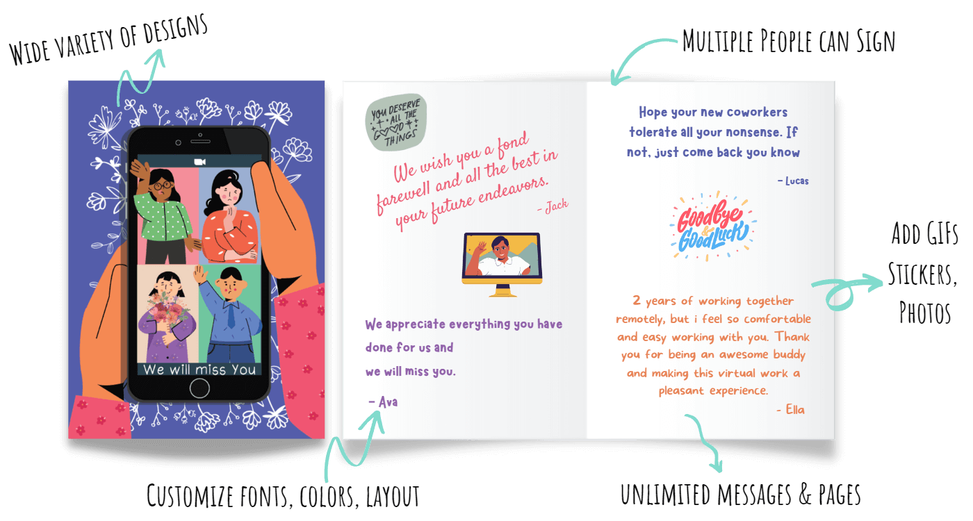 Farewell group greeting card with multiple signers