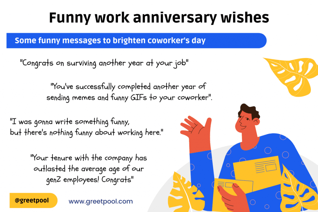 funny work anniversary wishes example