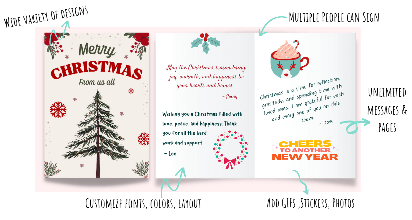 Digital group Christmas card with team holiday greetings