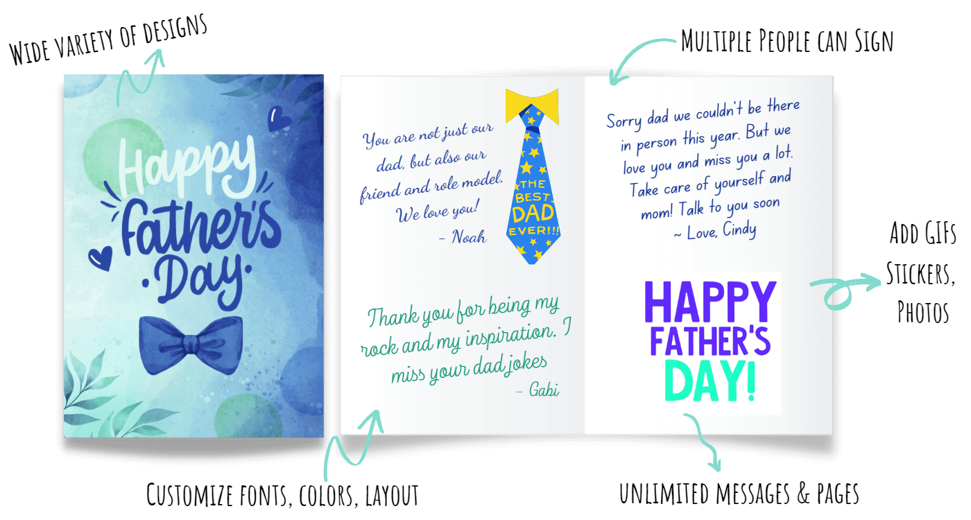 Digital Father's Day card the whole family can sign with appreciation messages