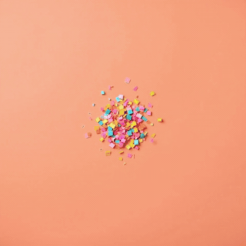 Bold two-tone My Bad text popping in with a burst of colorful confetti, animated funny sorry GIF