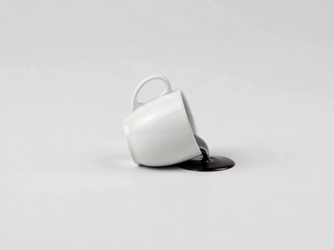 Oops Sorry Coffee Spill Reverse Spilled coffee reversing back up into the cup with Oops... Sorry! caption, animated funny sorry GIF
