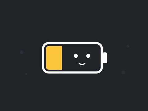 Sorry I'm at 1% running on empty text around a sleepy battery character draining to a blinking red bar