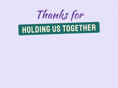 Thanks for holding us together appreciation with three teammate cards joined by a red paperclip