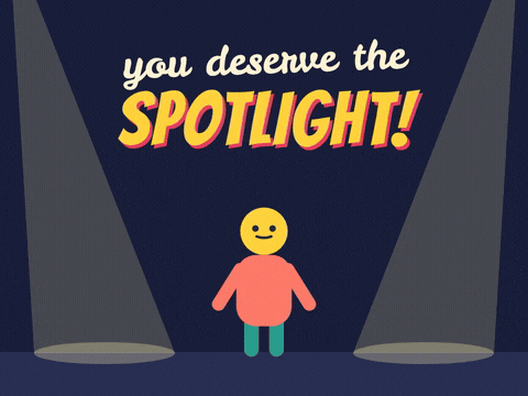 Appreciation You Deserve The Spotlight You deserve the spotlight appreciation with two stage lights landing on a cheering teammate