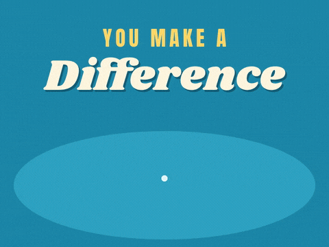 You make a difference appreciation message above a heart dropping into water and sending out ripples