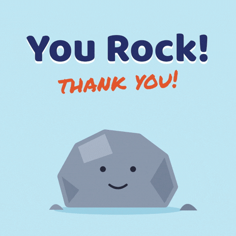 Appreciation You Rock Thank You You rock, thank you appreciation rock character putting on sunglasses with yellow lightning bolts