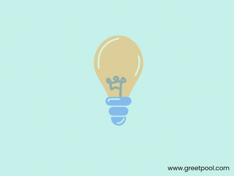Bright Lightbulb Appreciation Animated bright appreciation GIF with glowing lightbulb on mint background