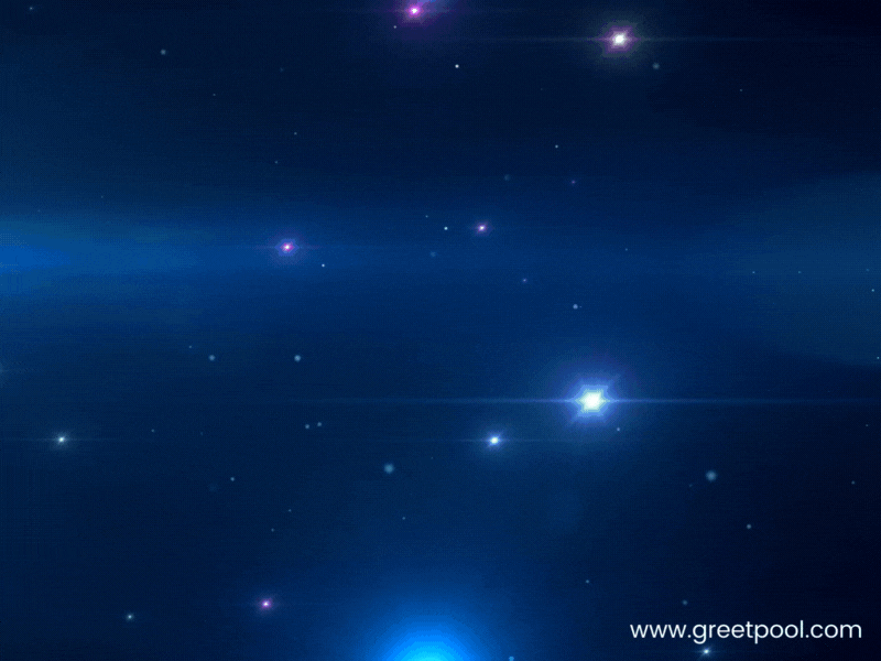 Animated great job GIF with neon text on starry blue background