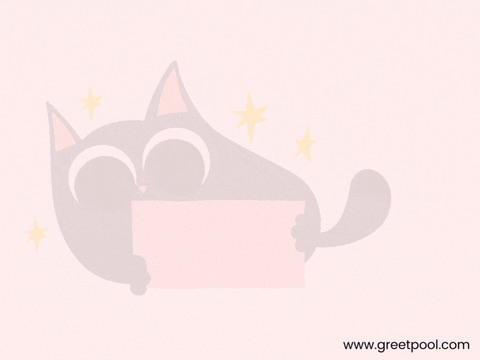 Nice Work Cute Black Cat Animated nice work GIF with cute black cat on pink background