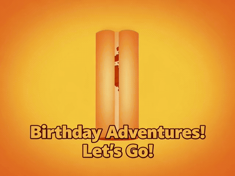 Map unrolling with a pin dropping on a destination, birthday adventures let's go gif