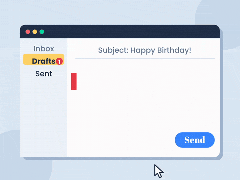 Happy belated birthday typed in an email found in drafts, sent with one click, only 3 days late