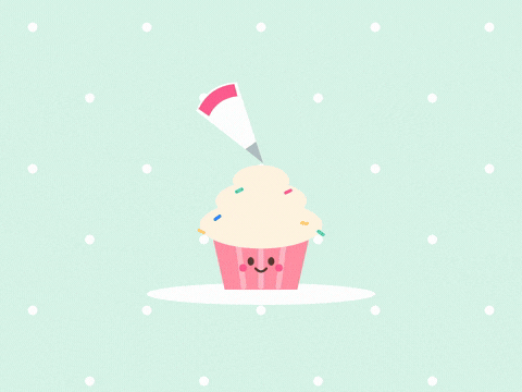Birthday Cupcake Buttercream Rose Happy birthday, sweet as can be, a piping bag swirls a pink buttercream rose onto a smiling cupcake