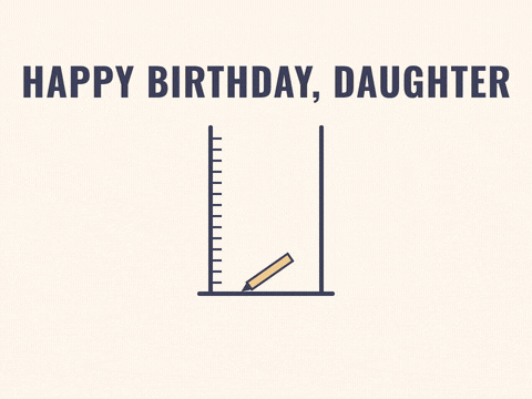 Birthday Daughter Growth Chart Happy birthday daughter line art growth chart with height marks rising to a star, look how you've grown