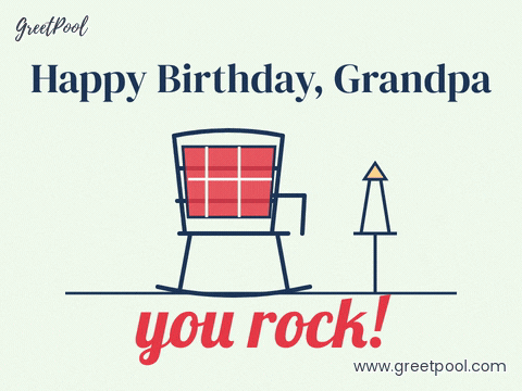 Happy birthday grandpa line art rocking chair with a red plaid blanket, you rock