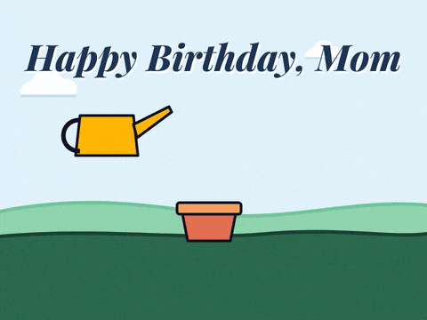 Birthday Mom Helped Me Grow Flower Happy birthday mom paper cut flower growing in a pot as a watering can pours, you helped me grow