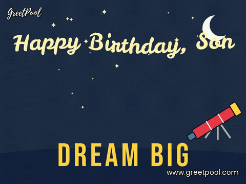 Birthday Son Dream Big Telescope Happy birthday son telescope pointed at a starry night sky with a shooting star, dream big