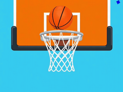 Basketball dropping through a hoop with confetti, happy birthday to my brother gif