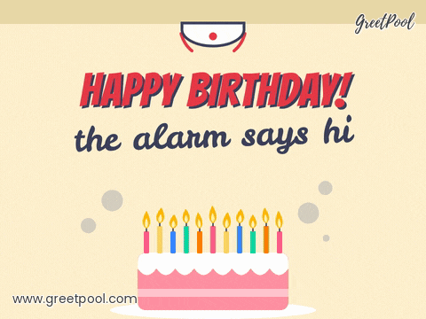 Happy Birthday cake with so many candles the smoke alarm goes off, the alarm says hi funny age joke