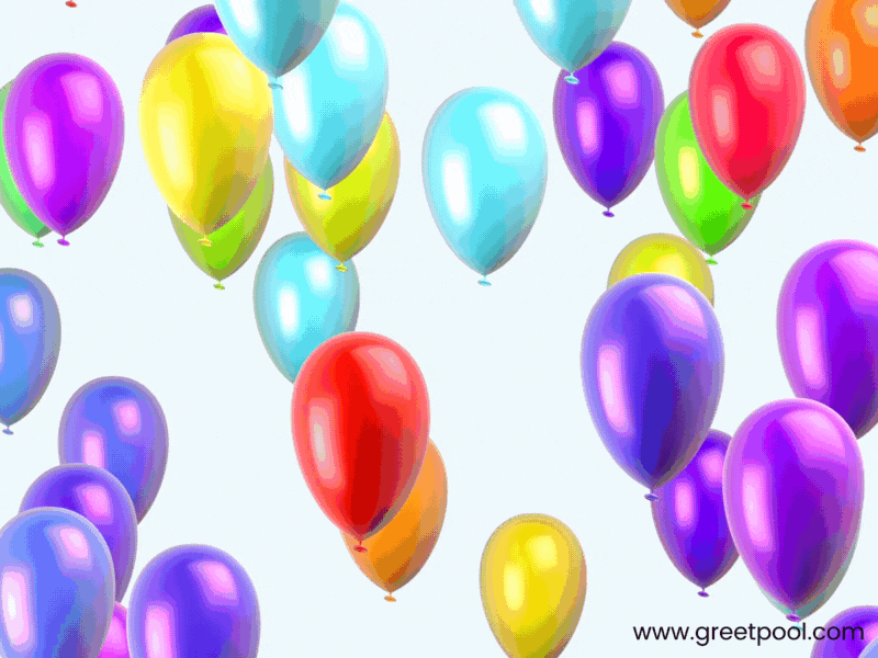 Animated happy birthday GIF with colorful confetti celebration