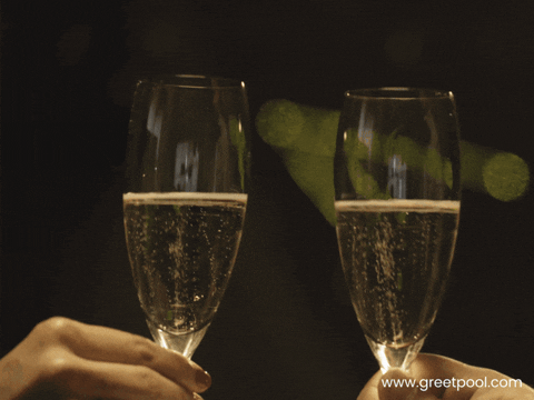 Animated happy birthday drinks are on you tonight GIF with flowers