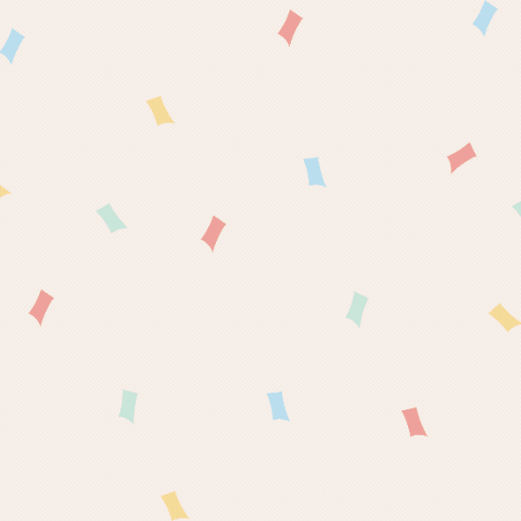 Animated happy birthday GIF with hearts and confetti minimal design