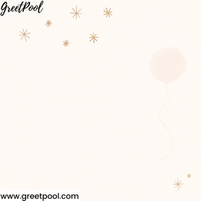 Animated happy birthday GIF with pastel balloons and confetti