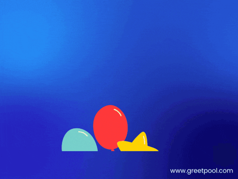 Animated happy birthday GIF with stars and sparkle effect