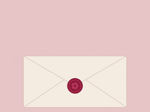 Happy Birthday Wax Seal Envelope Happy birthday from all of us on a card rising from a cream envelope after its wine wax seal opens