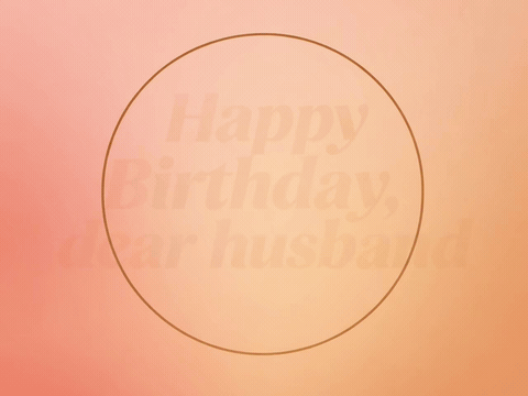 Subtle rings and hearts framing romantic script, happy birthday dear husband gif