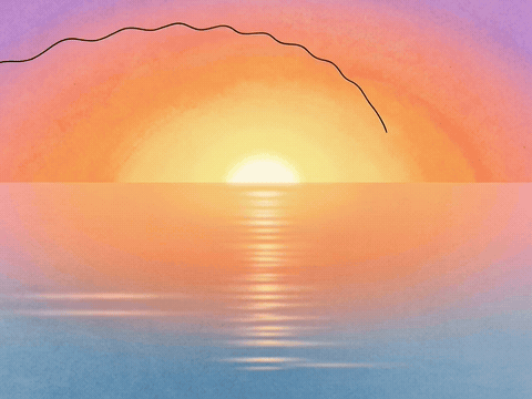 Fishing line casting over a sunset lake, wishing you a great one dad gif