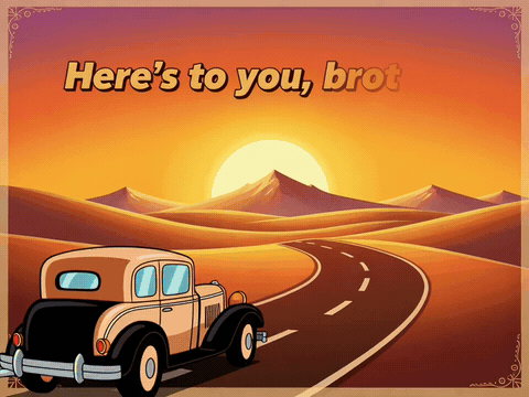 Car driving off trailing a confetti ribbon, here's to you brother happy birthday gif