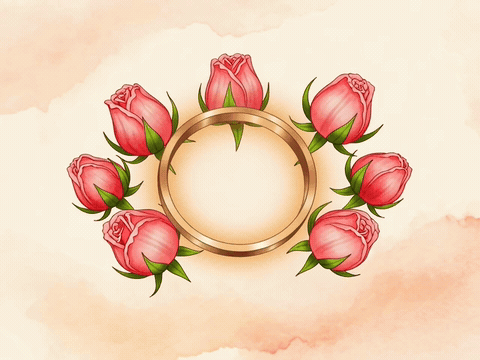 Roses blooming around a glowing ring, happy birthday to my love gif for wife