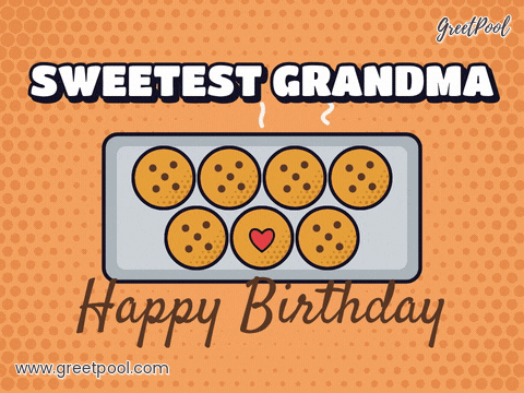 Sweetest Grandma Birthday Cookies Sweetest grandma happy birthday tray of fresh chocolate chip cookies with steam on warm halftone