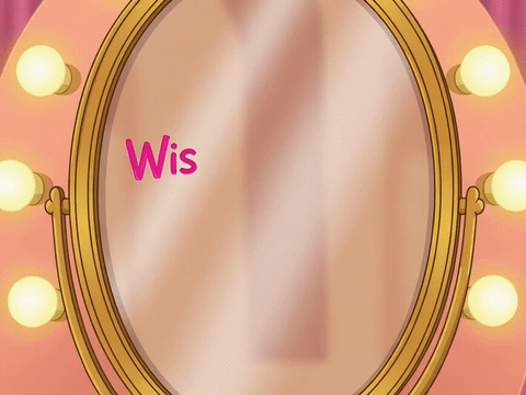 Lipstick message on a vanity mirror with confetti, wishing you the best day sis gif