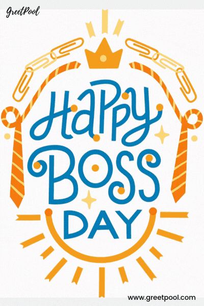 Happy Boss Day Paperclip Tie Animated Happy Boss Day GIF with paperclips a tie and crown