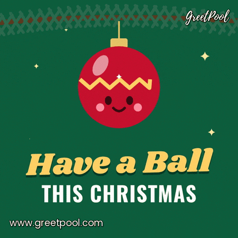 Have a ball this Christmas with a smiling red bauble swinging from a pine branch on a deep green background