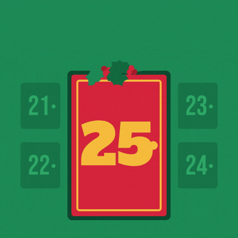 It's Christmas advent calendar with the red door number 25 swinging open to reveal a glowing gold star