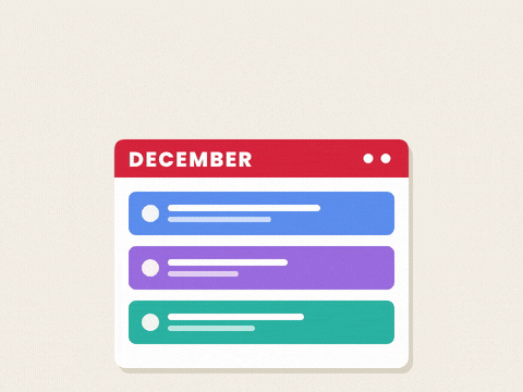Meetings Cancelled Merry Christmas Calendar Merry Christmas office joke with a December calendar full of meetings getting a big red cancelled stamp and a Santa hat