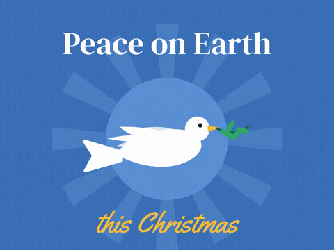 Peace On Earth Christmas Dove Peace on Earth this Christmas with a white dove carrying a green olive branch flying in front of soft turning rays of light