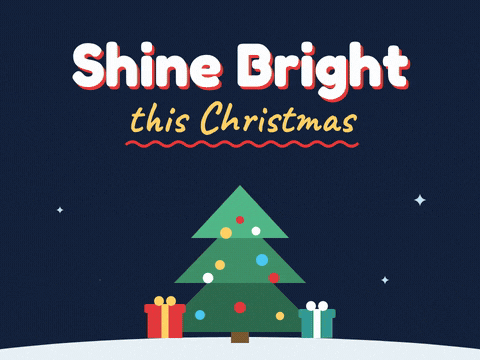 Shine bright this Christmas as a gold star pops onto the top of a twinkling Christmas tree on a navy night