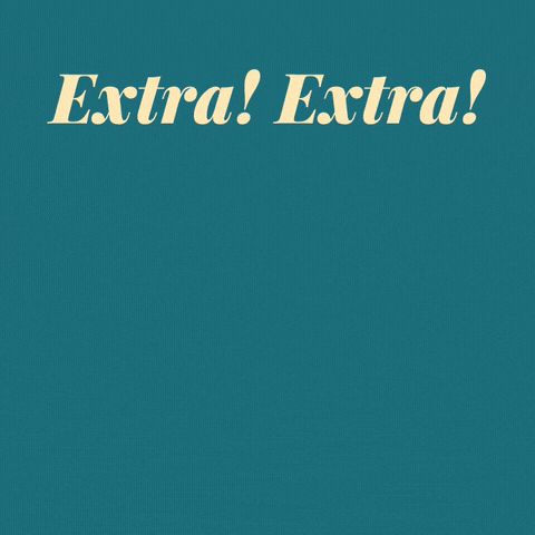 Extra extra, big promotion: a newspaper spins in with a front page promotion headline and a star on teal