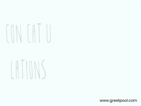 Congr At U Lations Cute Cat Animated congratulations GIF with cute cat spelling out letters