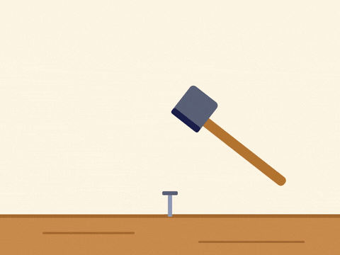 Congrats Nailed It Hammer Nailed it congrats message as a hammer drives a nail into a wooden plank in three hits