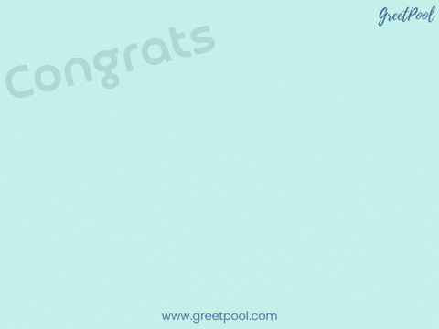 Congrats On Promotion Champagne Teal Animated congrats on your promotion GIF with champagne glasses on teal