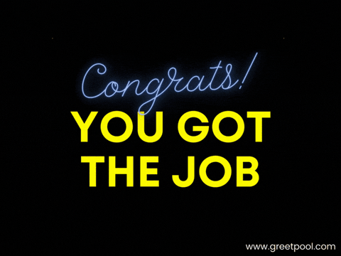Congratulations You Got The Job Animated congratulations you got the job GIF on white background