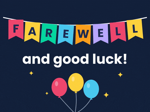 Farewell And Good Luck Bunting Farewell bunting flags swinging above and good luck text with three balloons and twinkling stars