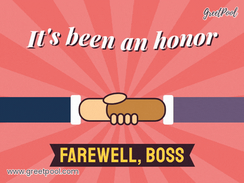 Farewell Boss Been An Honor Handshake It's been an honor, farewell boss with two hands shaking firmly on a coral sunburst background